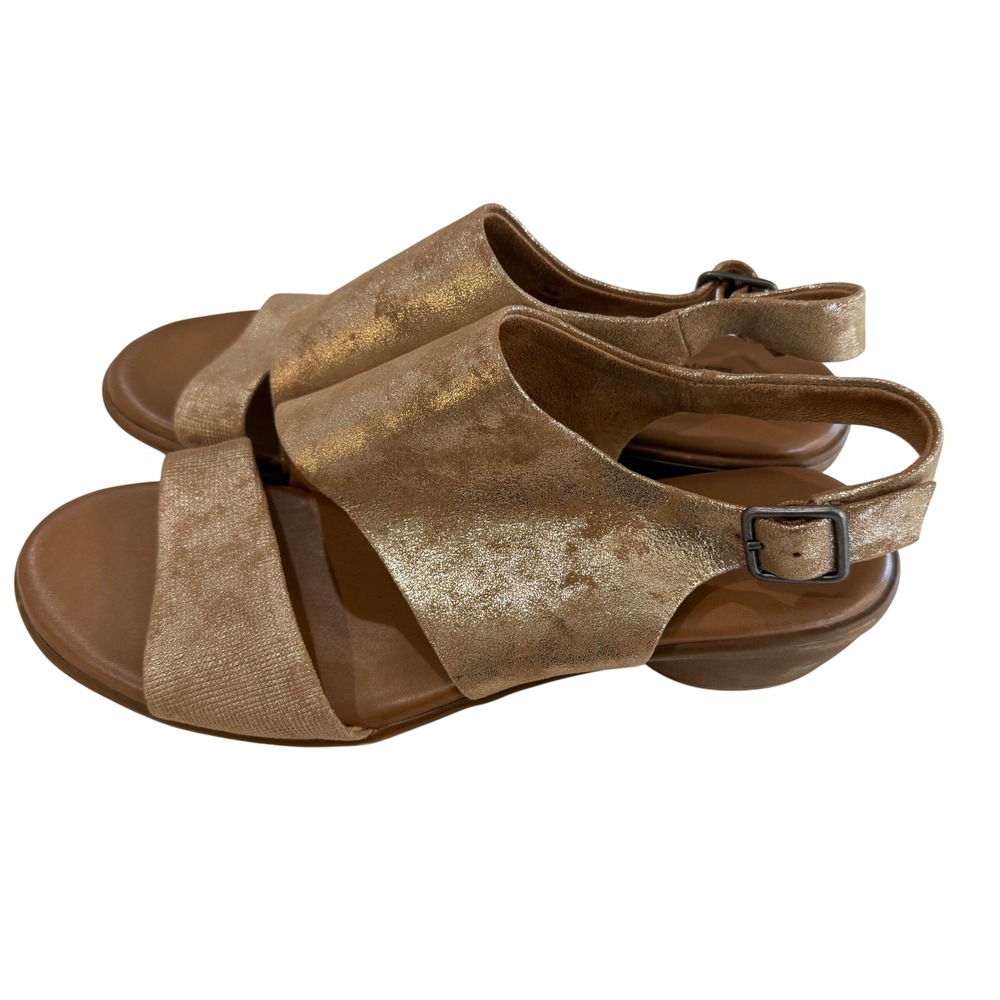 Comfortiva Pillowtop Nelma Gold Metallic Leather Slingback Sandals Women's 10M